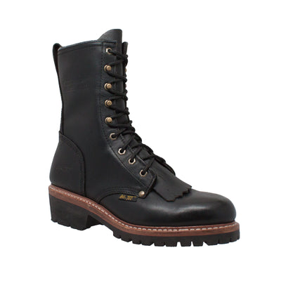 Men's 10" Black Fireman Logger - 1964 - Shop Genuine Leather men & women's boots online | AdTecFootWear