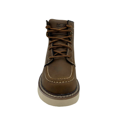 Cypress: Kid's Classic Style Moc Toe Work Boot- Brown 4144