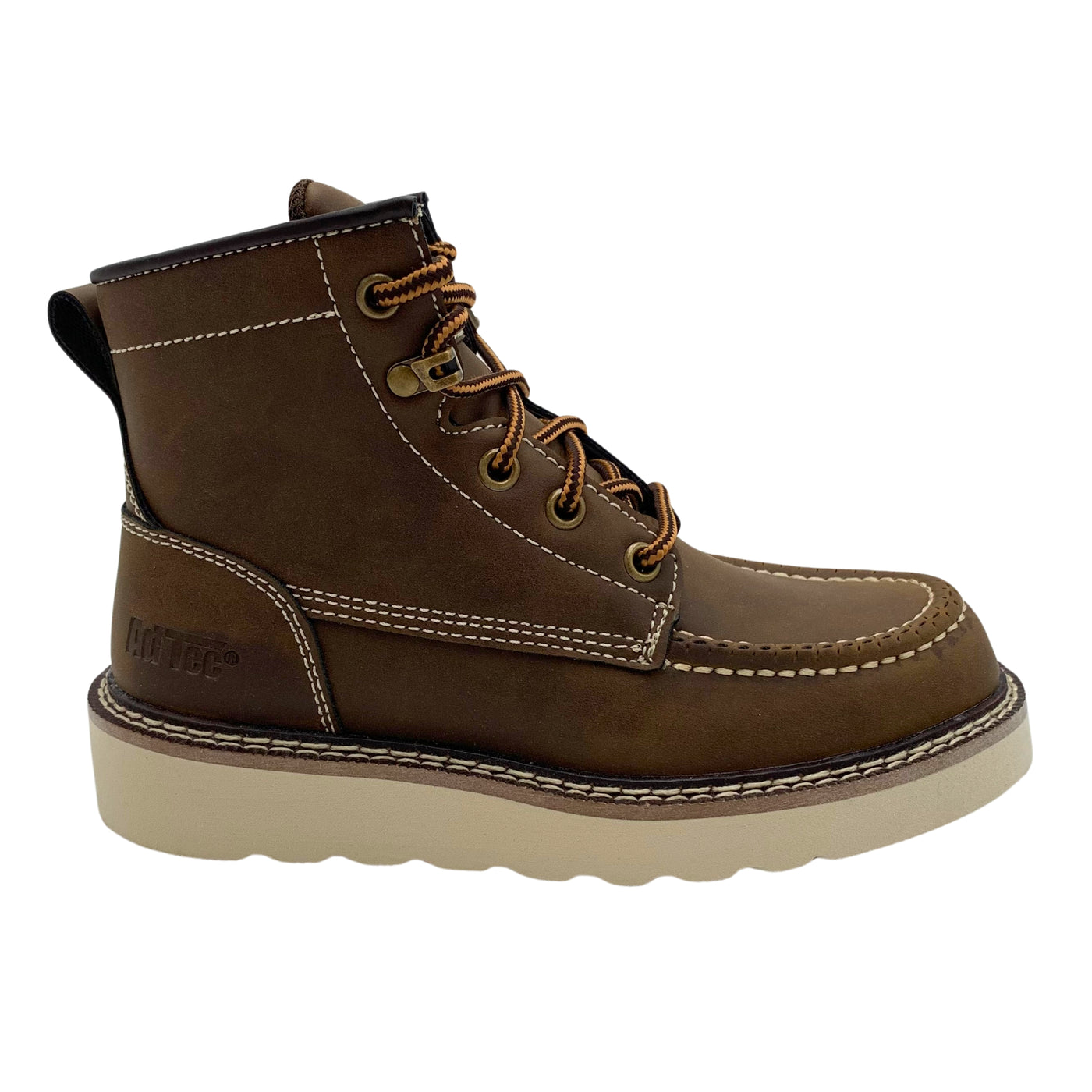 Cypress: Kid's Classic Style Moc Toe Work Boot- Brown 4144