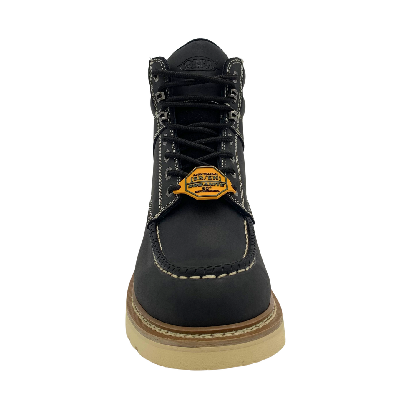 Men's 6" Black Leather Defined Heel Cap Toe Work Boot