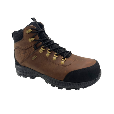Men 6" Waterproof Work Hiker, Tumbled Leather, Brown - KT1009