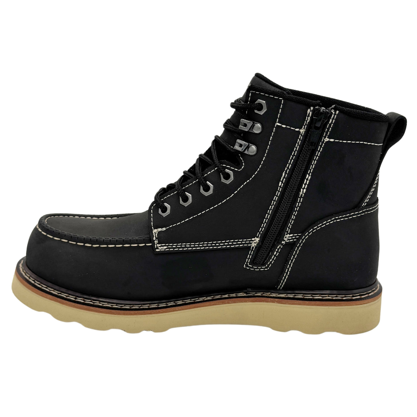 Speedster: Men's 6" Moc Toe: Black Leather - [Composite Toe | Waterproof | Puncture-Resistant | EH | Slip-Resistant] 9264