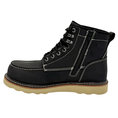 Speedster: Men's 6" Moc Toe: Black Leather - [Composite Toe | Waterproof | Puncture-Resistant | EH | Slip-Resistant] 9264
