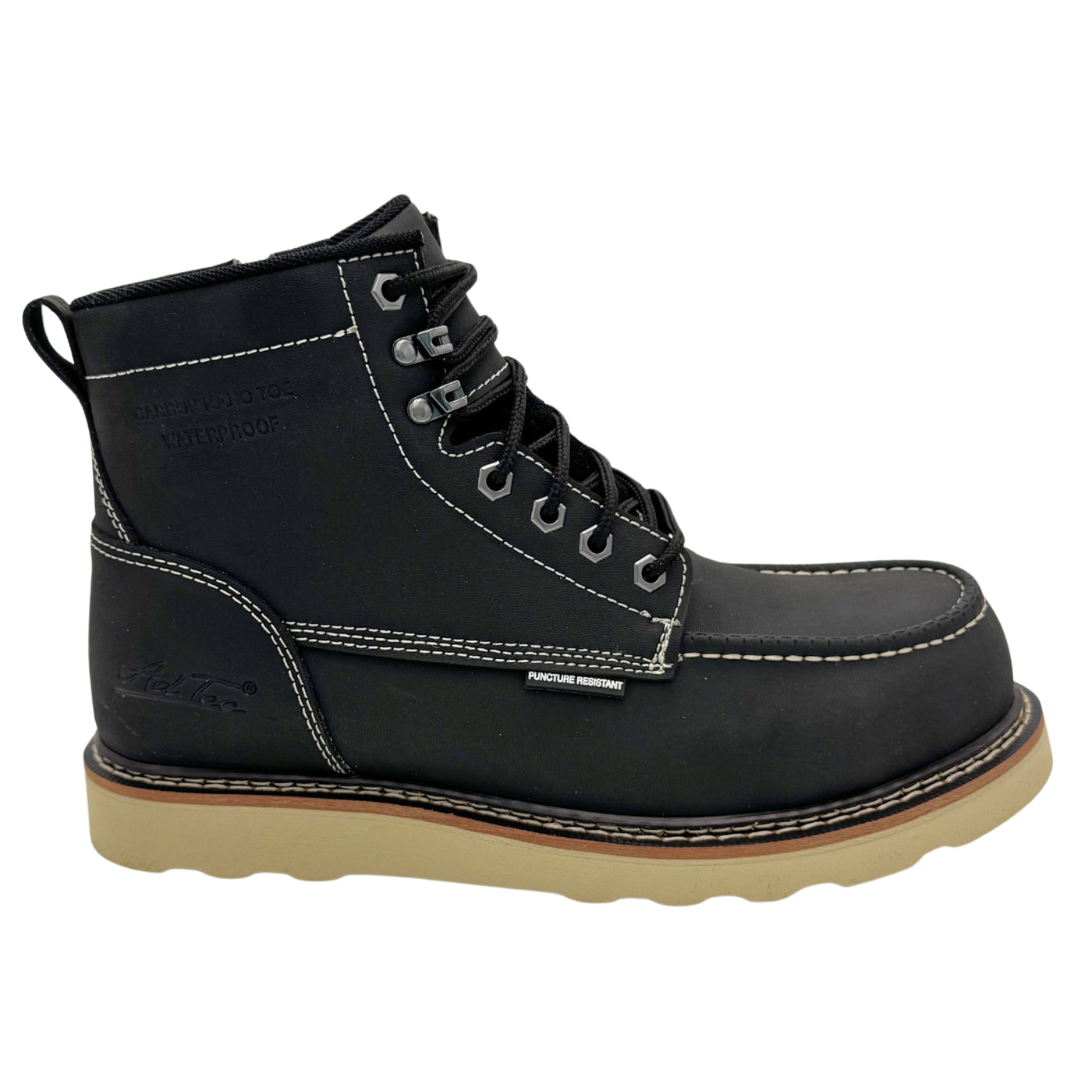 Speedster: Men's 6" Moc Toe: Black Leather - [Composite Toe | Waterproof | Puncture-Resistant | EH | Slip-Resistant] 9264