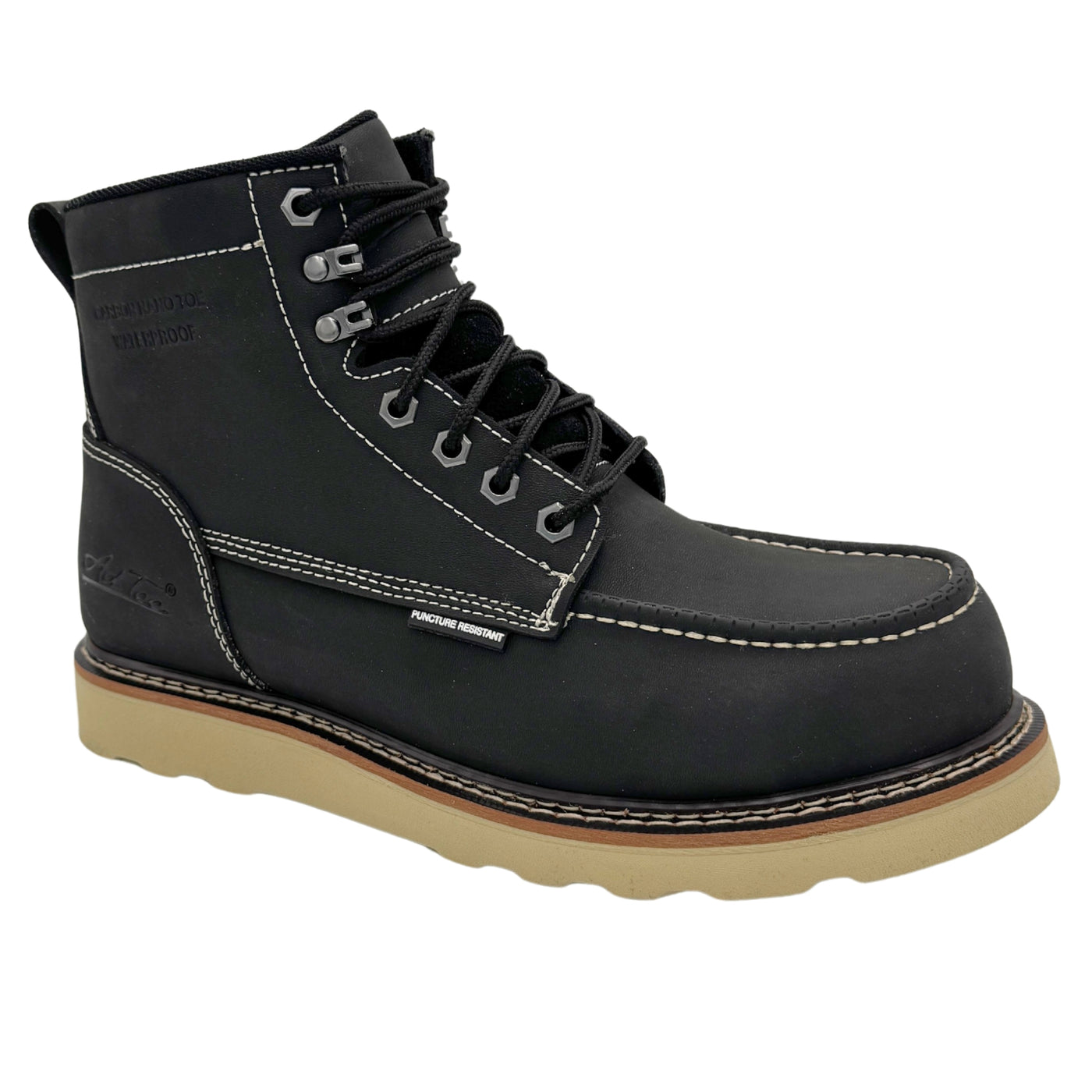 Speedster: Men's 6" Moc Toe: Black Leather - [Composite Toe | Waterproof | Puncture-Resistant | EH | Slip-Resistant] 9264