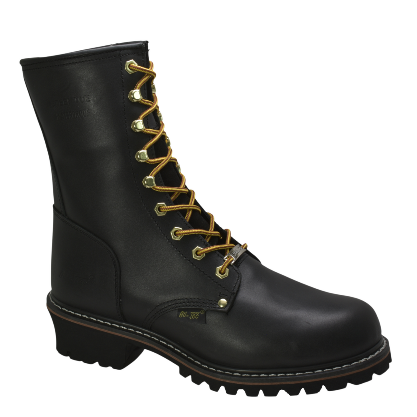 Men's 9" Black Lace Waterproof Steel Toe Logger - 1428WP-BK - Shop Genuine Leather men & women's boots online | AdTecFootWear