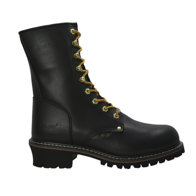 Men's 9" Black Lace Waterproof Steel Toe Logger - 1428WP-BK - Shop Genuine Leather men & women's boots online | AdTecFootWear
