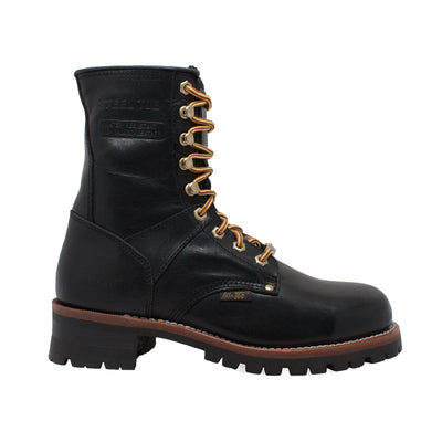Men's 9" Waterproof Steel Toe Logger Black - 1428WP - Shop Genuine Leather men & women's boots online | AdTecFootWear