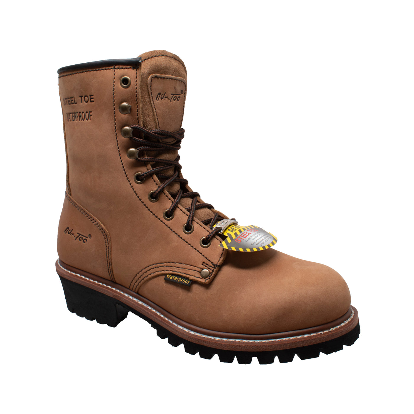 Men's 9" Brown Waterproof Steel Toe Logger - 1740WP - Shop Genuine Leather men & women's boots online | AdTecFootWear