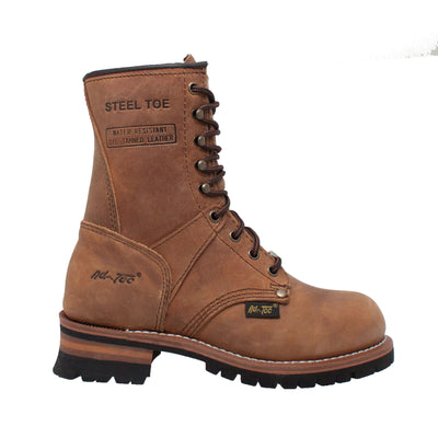 Women's 9" Brown Steel Toe Logger - 2426 - Shop Genuine Leather men & women's boots online | AdTecFootWear
