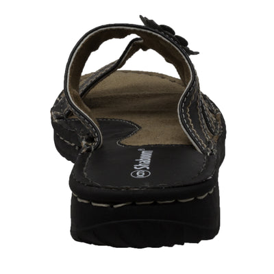 Women's Flower Slide Black - 8566-BK - Shop Genuine Leather men & women's boots online | AdTecFootWear