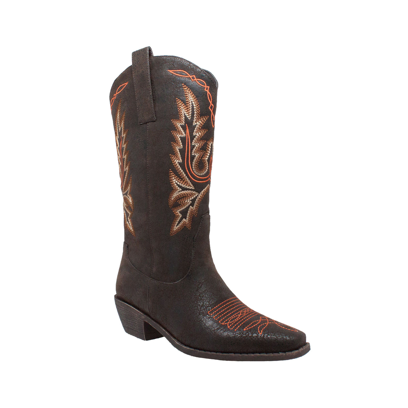 Women's 14" Western Dark Brown Pull On Boots with Fancy Stitching - 8616 - Shop Genuine Leather men & women's boots online | AdTecFootWear