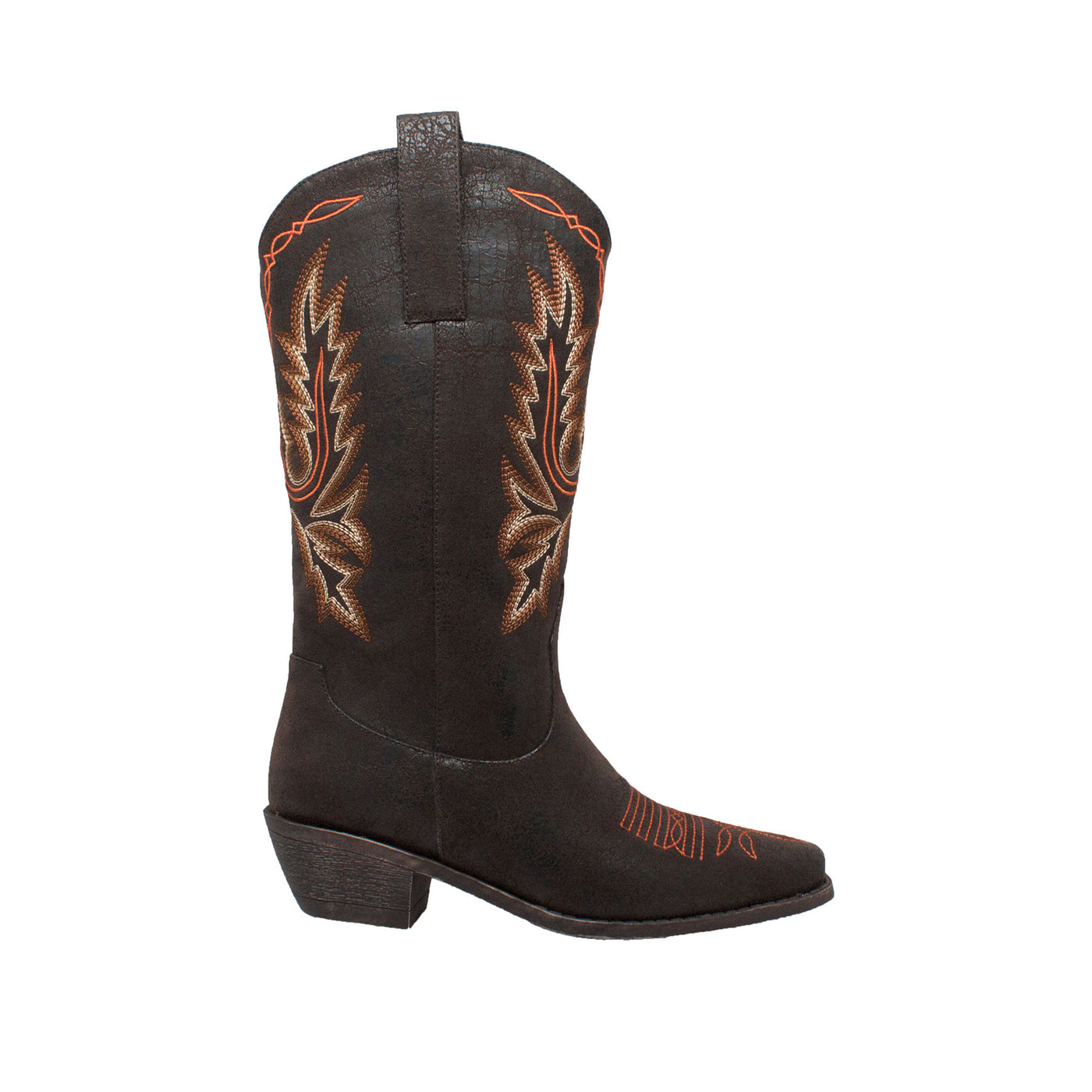 Women's 14" Western Dark Brown Pull On Boots with Fancy Stitching - 8616 - Shop Genuine Leather men & women's boots online | AdTecFootWear