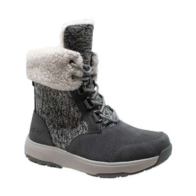 Women's Grey Microfleece Lace Winter Boot - Shop Genuine Leather men & women's boots online | AdTecFootWear