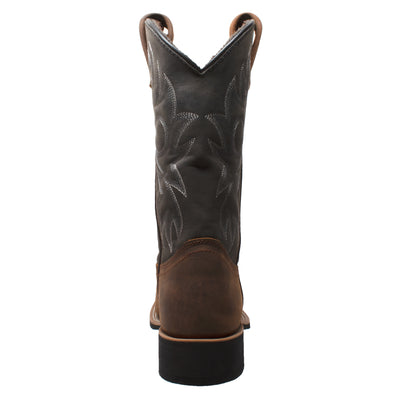 Men's 12" Work Western Square Toe Black/Brown - 9859 - Shop Genuine Leather men & women's boots online | AdTecFootWear