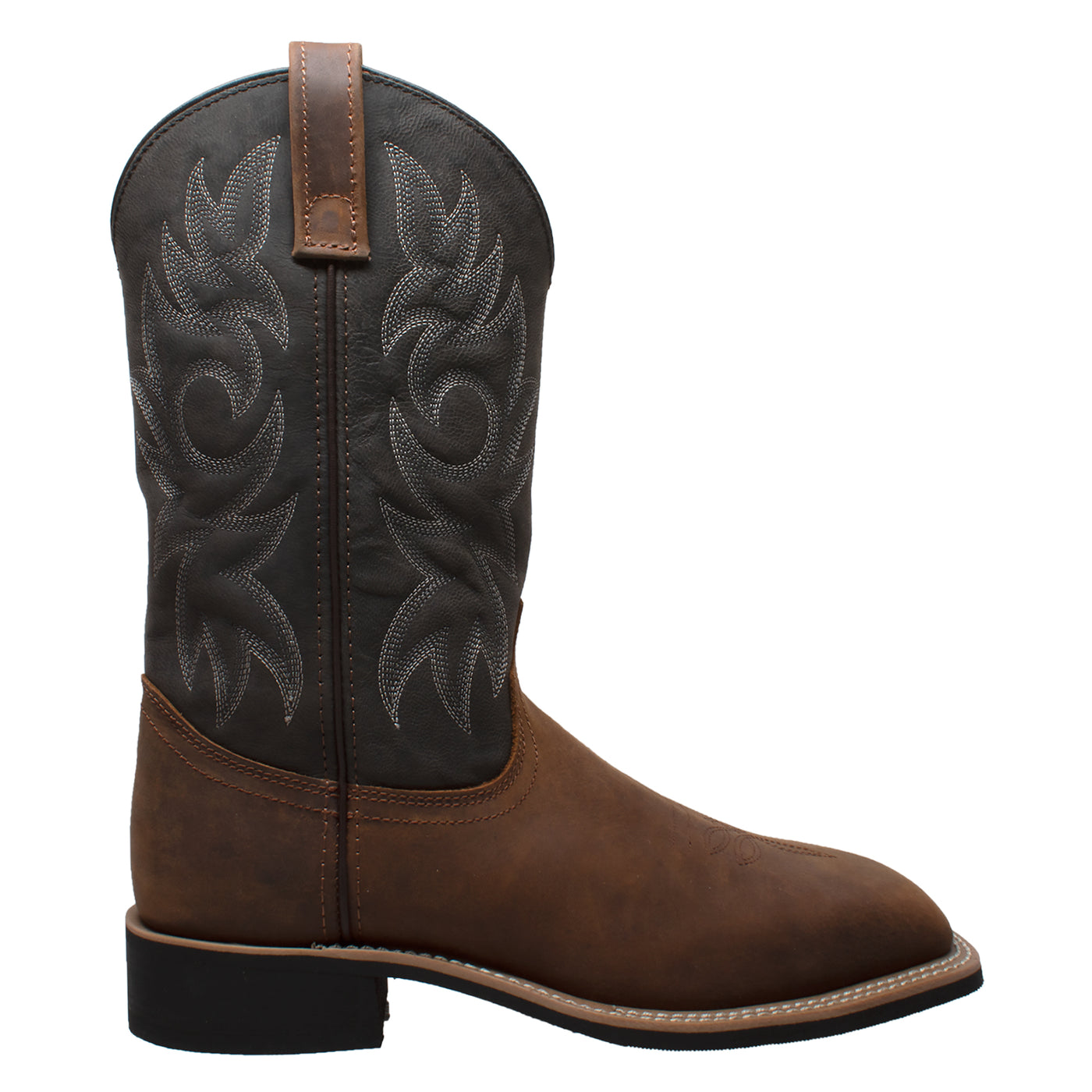 Men's 12" Work Western Square Toe Black/Brown - 9859 - Shop Genuine Leather men & women's boots online | AdTecFootWear